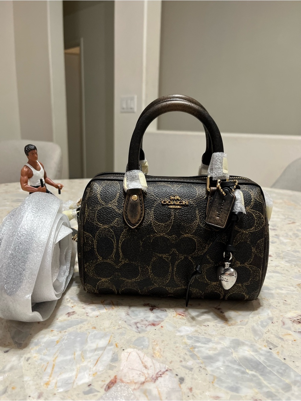 NWT❤️Coach Mini Rowan Crossbody Bag In Loved Signature Canvas With Charms CDY29